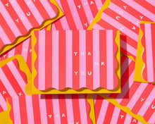 Load image into Gallery viewer, Stripes Letterpress Scalloped Thank You Card Set (10)