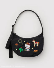 Load image into Gallery viewer, Baggu Medium Nylon Crescent Bag Embroidered Hello Kitty Western
