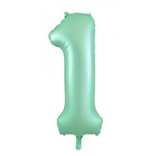 Load image into Gallery viewer, INFLATED Matte Pastel Mint Number Foil Balloon 86cm