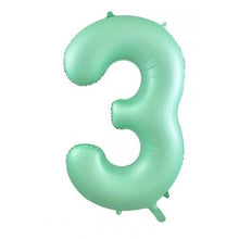 Load image into Gallery viewer, INFLATED Matte Pastel Mint Number Foil Balloon 86cm