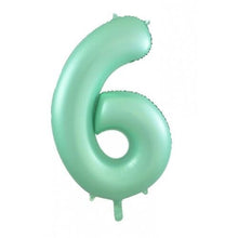 Load image into Gallery viewer, INFLATED Matte Pastel Mint Number Foil Balloon 86cm