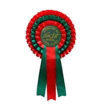 Load image into Gallery viewer, Nice List Member Christmas Rosette Badge Red/Green