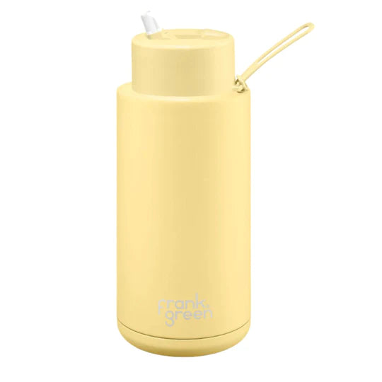 Frank Green Ceramic Reusable Bottle with Straw Lid 1 ltr - Buttermilk