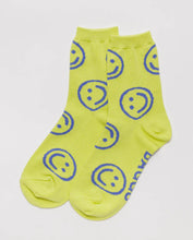 Load image into Gallery viewer, Baggu Crew Socks Citron Happy