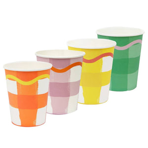 Rainbow Gingham Paper Cups (Pack 8)