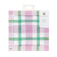 Load image into Gallery viewer, Lilac & Green Gingham Paper Napkins  (Pack 20)