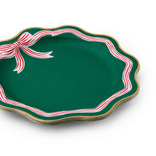 Load image into Gallery viewer, ELEGANT GREEN PEPPERMINT BOW DINNER PLATES