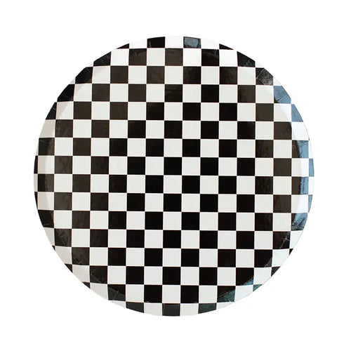 Checkered Black + White Plates Large (Pack 8)