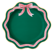 Load image into Gallery viewer, ELEGANT GREEN PEPPERMINT BOW DINNER PLATES