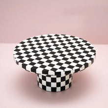 Load image into Gallery viewer, Black & White Checkered Resin Cake Stand
