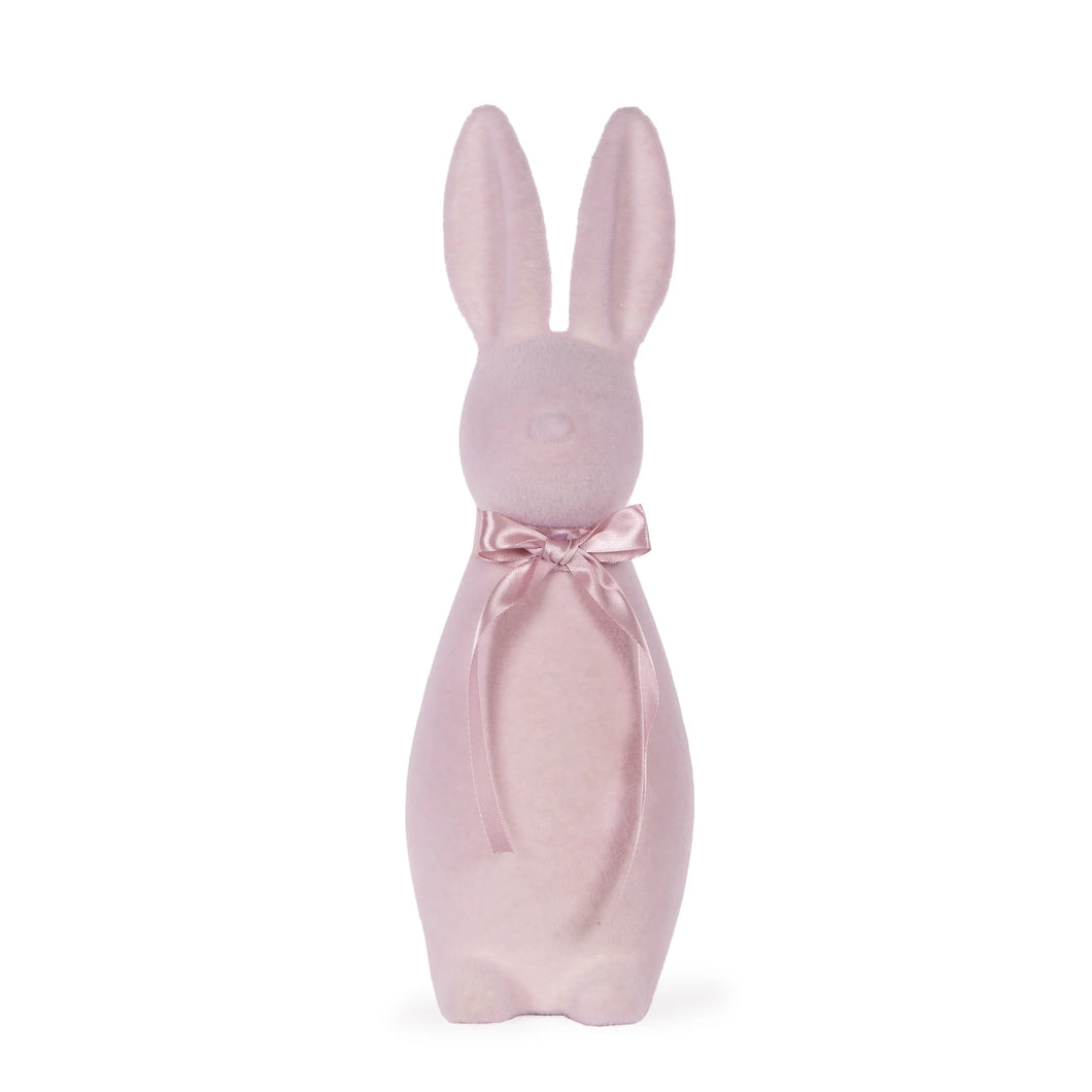 Large Flocked Rabbit With Bow Lilac