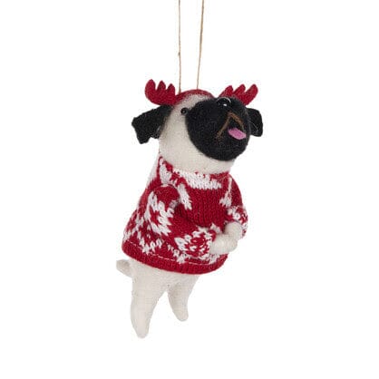 Hanging Decoration Wool Bulldog With Sweater