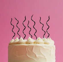 Load image into Gallery viewer, Swirly Cake Candles / Black (Pk 16)