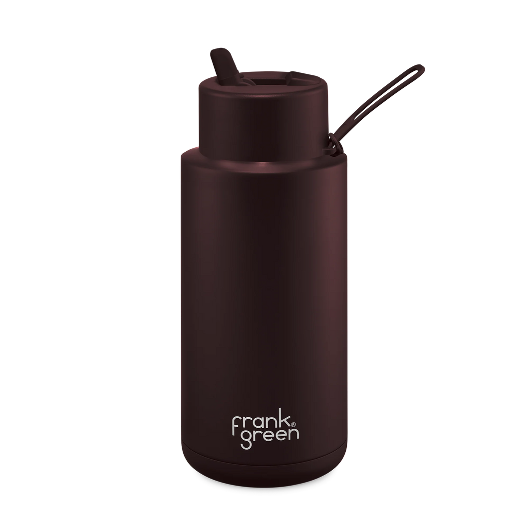 Frank Green Ceramic Reusable Bottle with Straw Lid 1 ltr - Chocolate