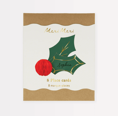 Holly Honeycomb Place Cards (Set8)