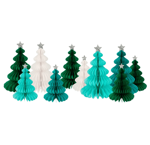 Green Forest Honeycomb Decorations (Pack 10)