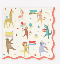 Load image into Gallery viewer, Animal Parade Large Napkins (Pack 16)