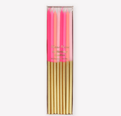 Gold Dipped Pink Mix Candles (Set 16)