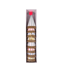 Load image into Gallery viewer, Mini Stripe Pom Pom Party Hats (Pack 8)
