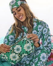 Load image into Gallery viewer, KIP & Co. Tumbling Flowers Green Velvet Toiletry Bag