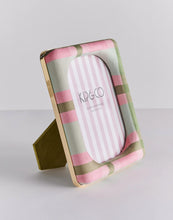 Load image into Gallery viewer, KIP & Co. Pistachio Tartan Oval Velvet Photo Frame