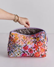 Load image into Gallery viewer, KIP & Co. Forever Floral Lilac Quilted Cotton Toiletry Purse One Size