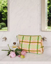 Load image into Gallery viewer, KIP & Co. Pistachio Tartan Quilted Cotton Toiletry Purse