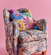 Load image into Gallery viewer, KIP & Co. Rainbow Flowers Tufted Pom Pom Cushion