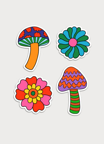 KIOSK Oversized Sticker Pack - Shrooms + Flowers