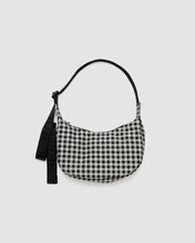 Load image into Gallery viewer, Baggu Small Nylon Crescent Bag Black + White Gingham
