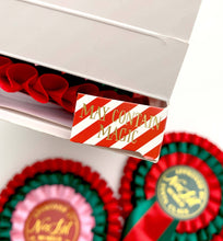 Load image into Gallery viewer, Nice List Member Christmas Rosette Badge Pink/Red