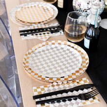 Load image into Gallery viewer, Checkered Gold + White Plates Large (Pack 8)