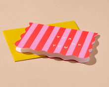 Load image into Gallery viewer, Stripes Letterpress Scalloped Thank You Card Set (10)