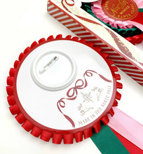 Load image into Gallery viewer, Nice List Member Christmas Rosette Badge Pink/Red