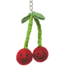 Load image into Gallery viewer, Felt Keychain - Cherries Felt Keyring