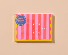 Load image into Gallery viewer, Stripes Letterpress Scalloped Thank You Card Set (10)