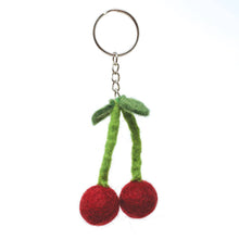 Load image into Gallery viewer, Felt Keychain - Cherries Felt Keyring