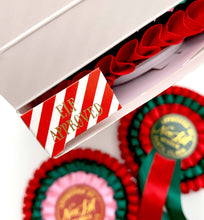 Load image into Gallery viewer, Nice List Member Christmas Rosette Badge Pink/Red