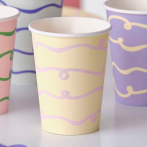 Wavy Pastel Party Cups (Pack 8)