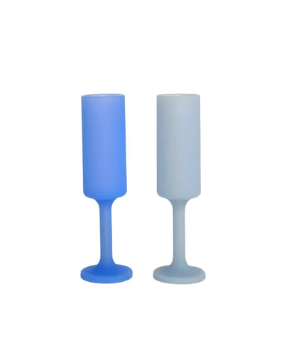 Porter Green Seff Unbreakable Silicone Champagne Flutes Sky + Kingfisher