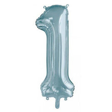 Load image into Gallery viewer, INFLATED Light Blue Number Foil Balloon 86cm