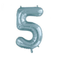 Load image into Gallery viewer, INFLATED Light Blue Number Foil Balloon 86cm