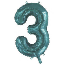 Load image into Gallery viewer, INFLATED Teal Number Foil Balloon 86cm
