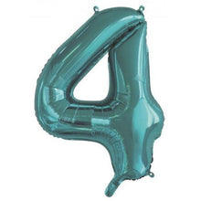 Load image into Gallery viewer, INFLATED Teal Number Foil Balloon 86cm