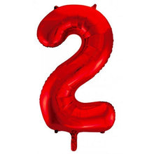 Load image into Gallery viewer, INFLATED Red Number Foil Balloon 86cm