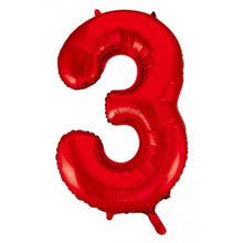 Load image into Gallery viewer, INFLATED Red Number Foil Balloon 86cm