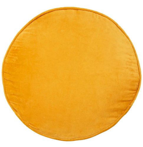 CASTLE Velvet Penny Round Cushion Yellow