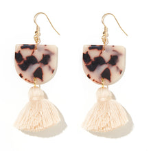 Load image into Gallery viewer, Emeldo Coco Earrings // White Tortoise Shell Perspex + Beige