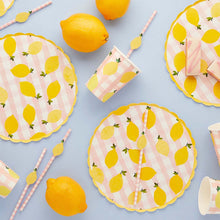 Load image into Gallery viewer, Lemon + Gingham Plates (Pack 8)