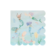 Load image into Gallery viewer, Mermaids Swimming Napkins (Set of 16)